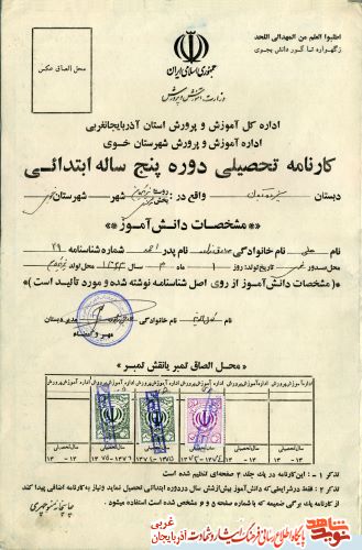 اسناد/مدارک شهید «علی صادق زاده»