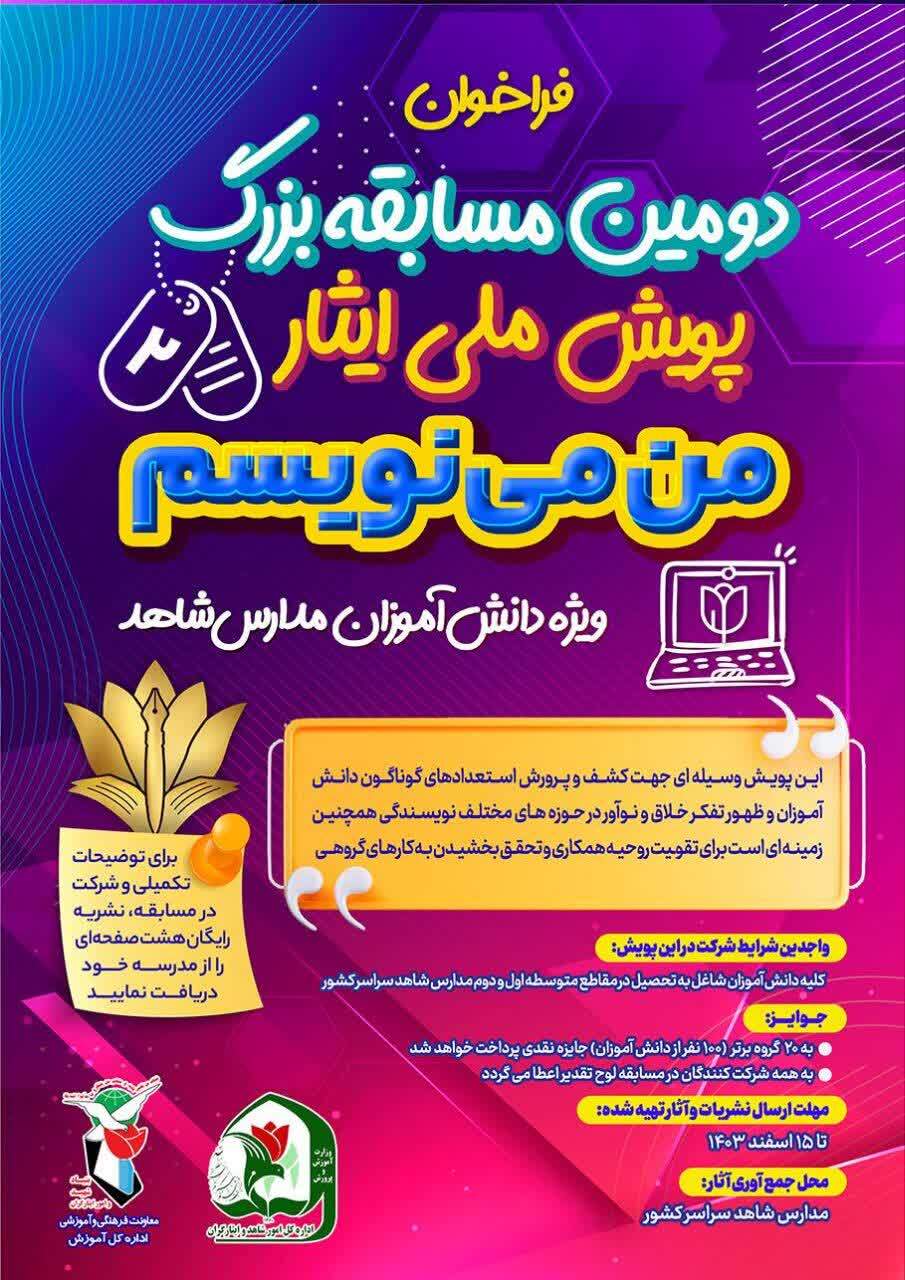 نظرسنجی از شرکت کنندگان در مسابقه بزرگ پویش ملی ایثار «من می‌نویسم»